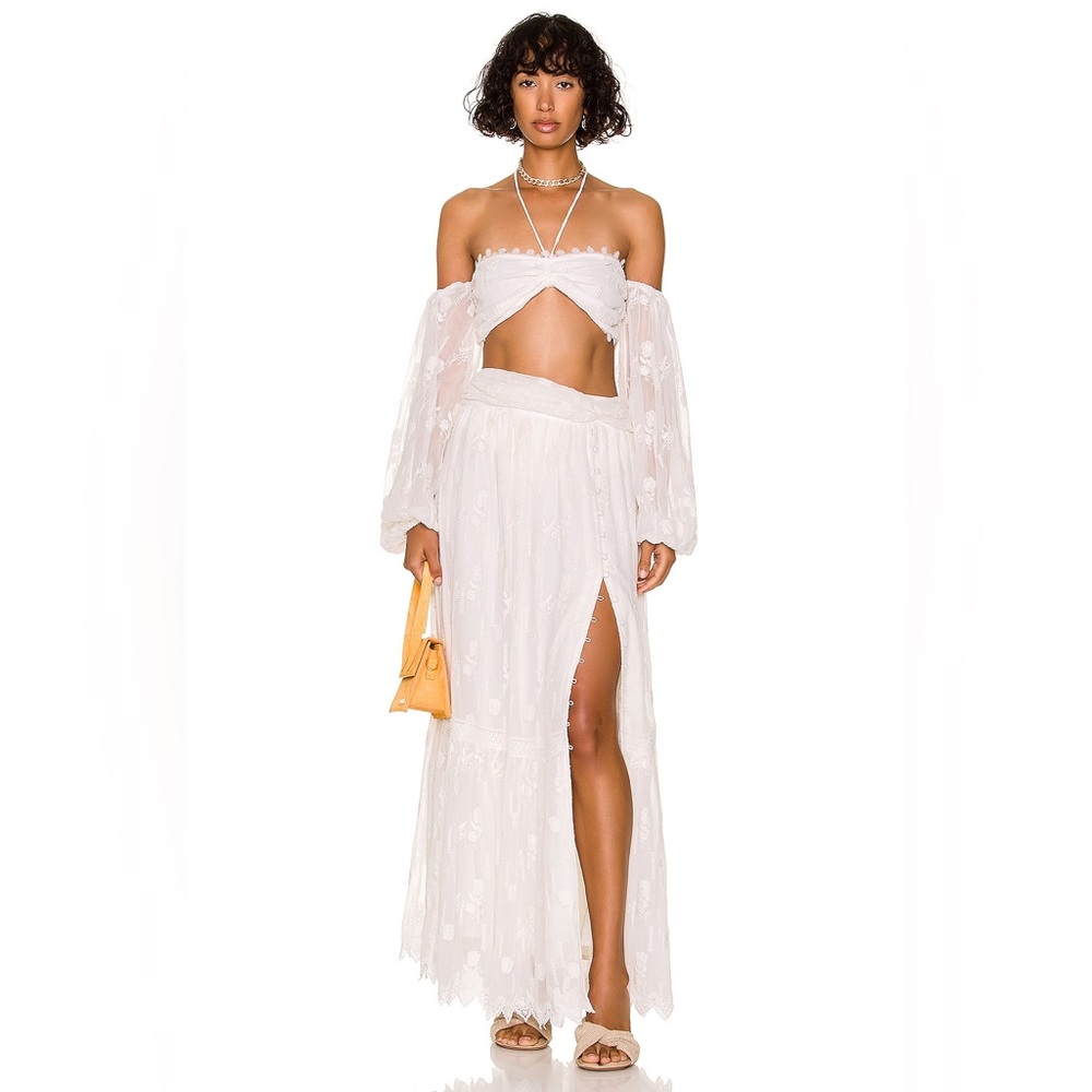 ROCOCO SAND - WILLA LONG MAXI SKIRT - OFF WHITE, XS Lace NWT - Picture 4 of 9